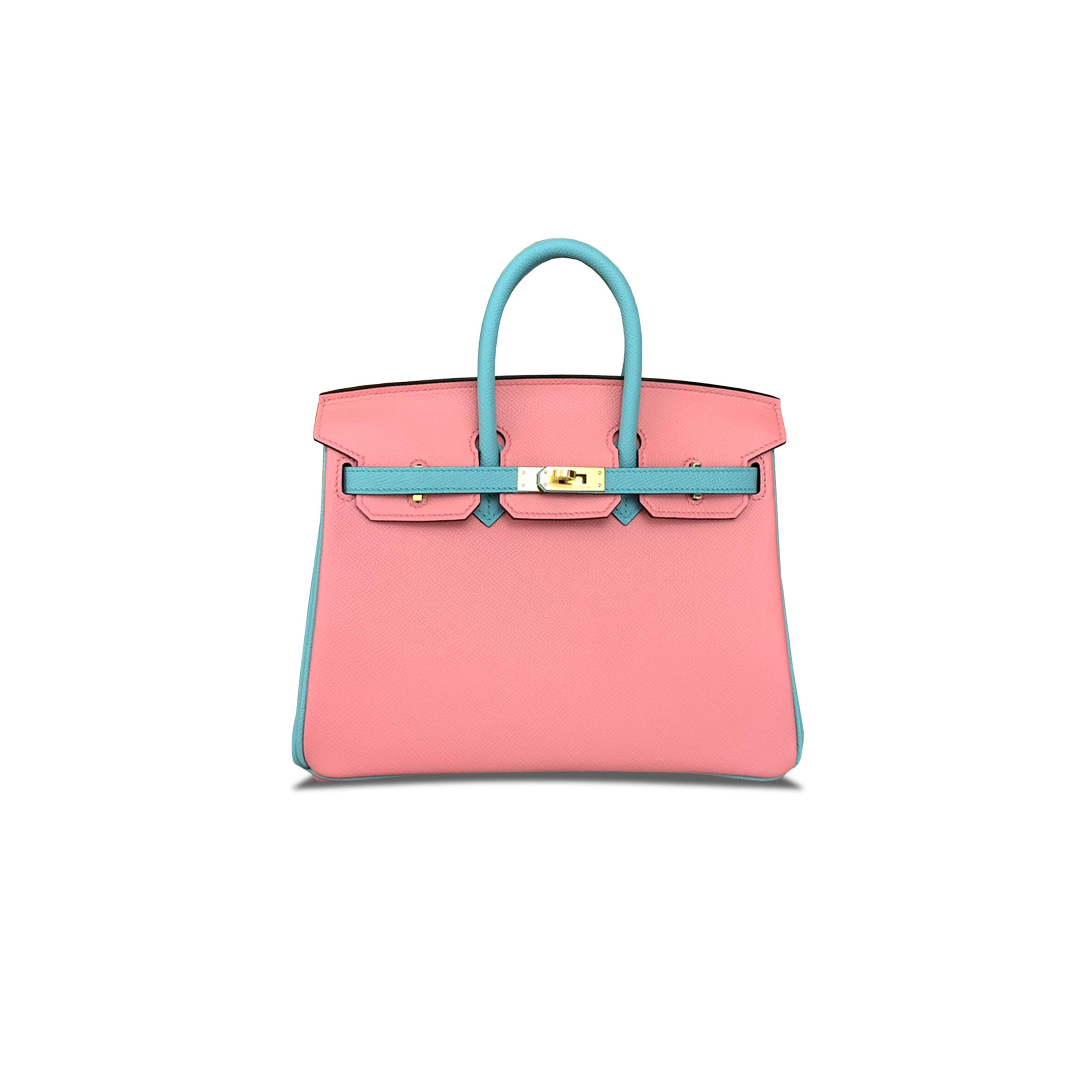 H**me5 BIRKIN 25 EPSOM MILKSHAKE PINK MACARON BLUE GOLD BUCKLE H028369CK22 (25*18*13cm) Master Quality